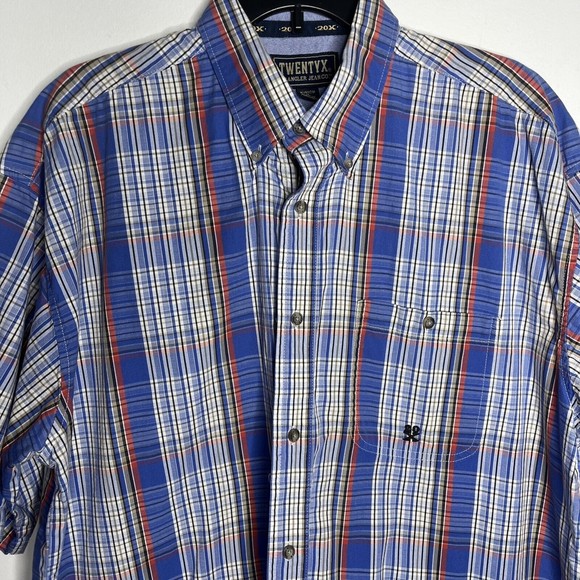 TwentyX Wrangler Button Down S/S Blue Plaid Western Rancher XL - Picture 5 of 14